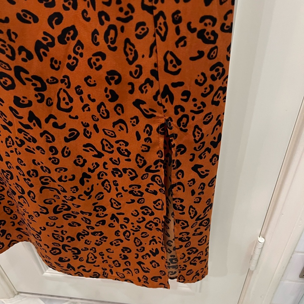 Nordstrom Row A Square Neck Cheetah Midi Dress - Picture 8 of 12